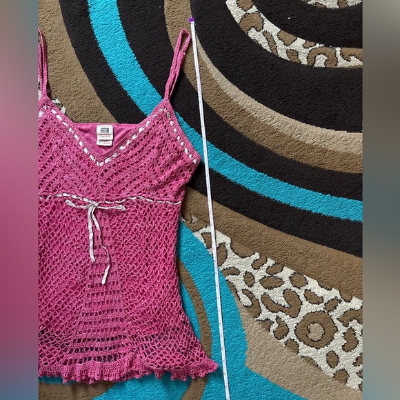 Faded Glory Vibrant Pink Crochet Top - Picture 6 of 7